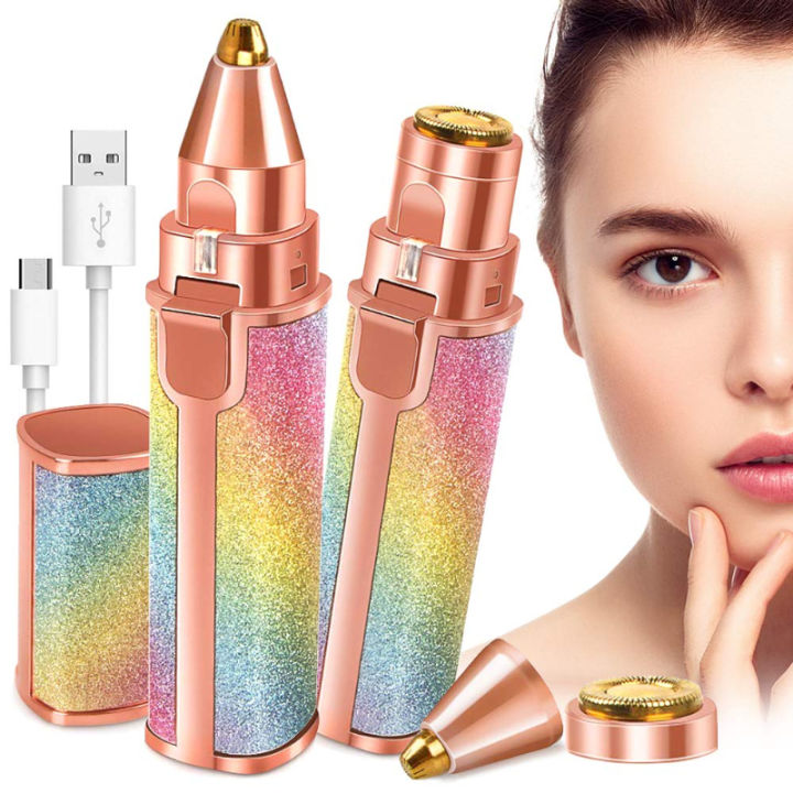 2 in 1 Rechargeable Eyebrow Trimmer - Painless Precision Hair Remover