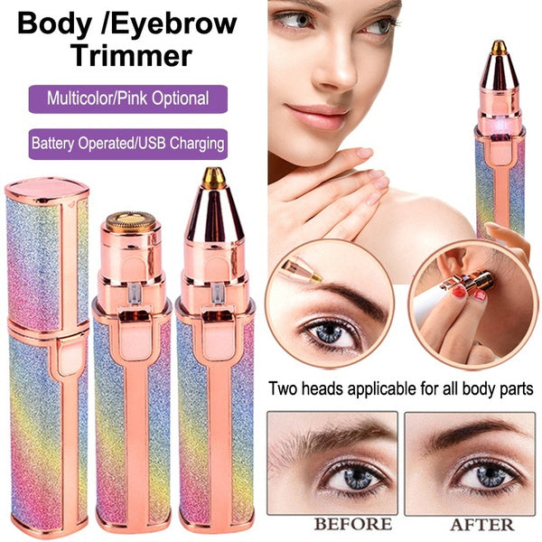 2 in 1 Rechargeable Eyebrow Trimmer - Painless Precision Hair Remover