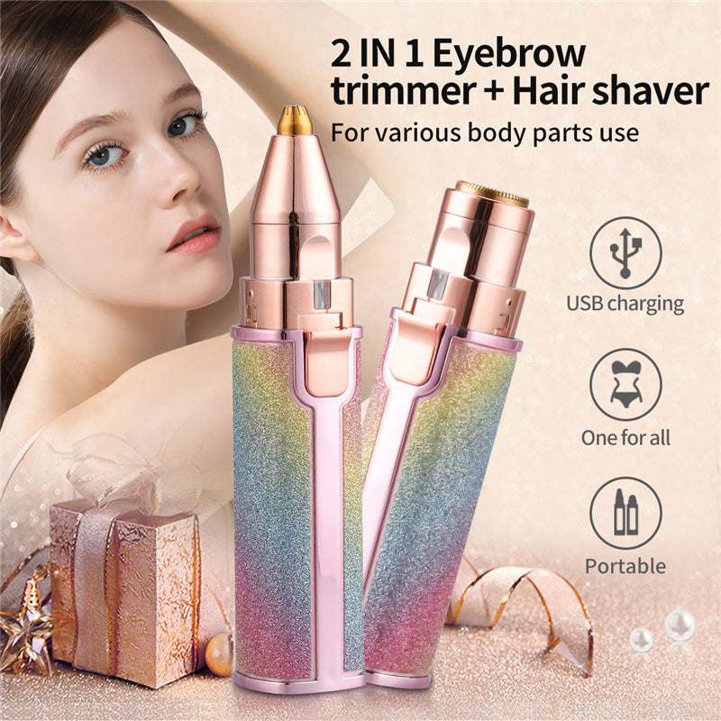 2 in 1 Rechargeable Eyebrow Trimmer - Painless Precision Hair Remover